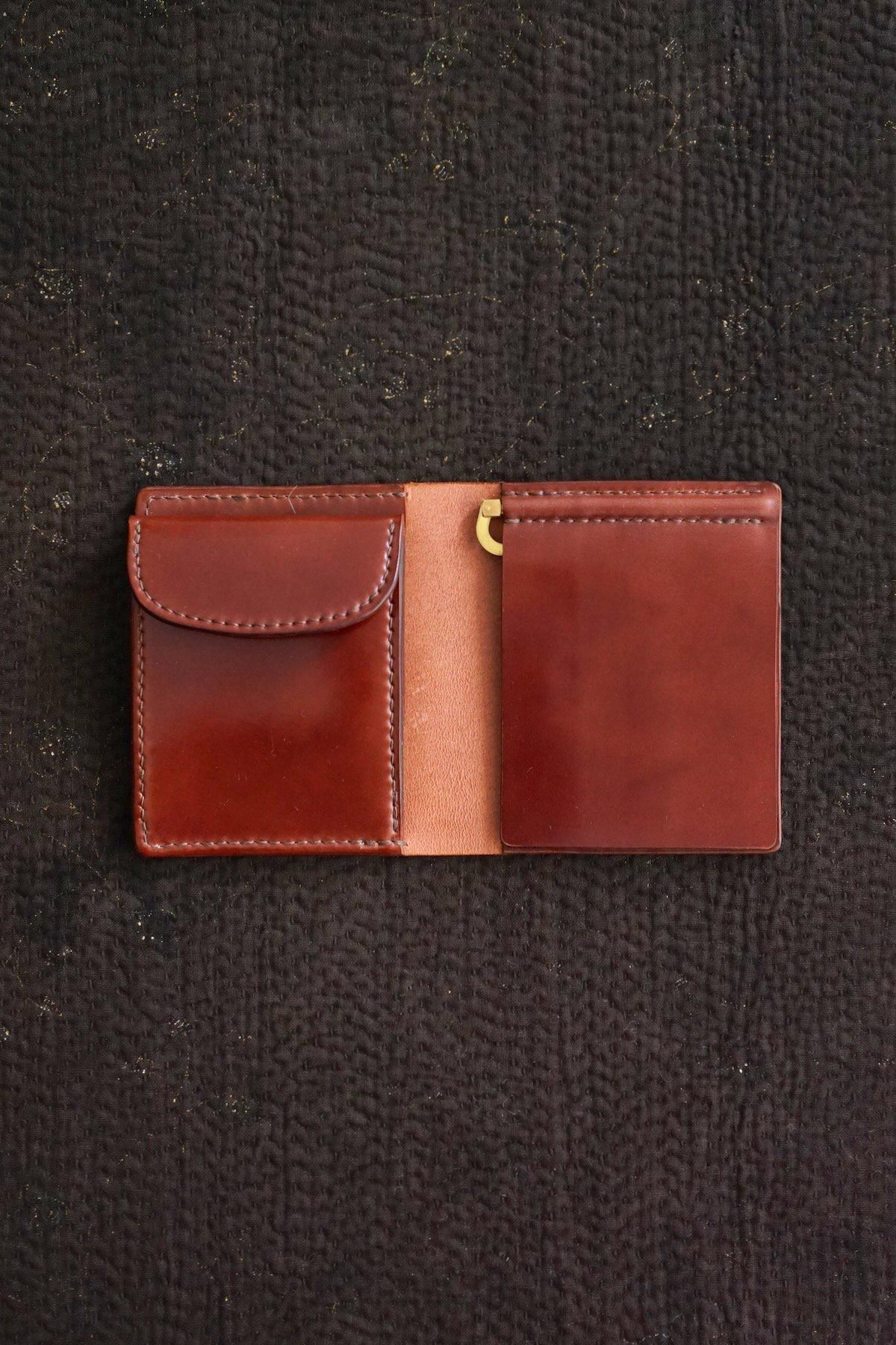 h&craft.  / Money Clip Wallet with Coin Case / Full Cordovan Brown