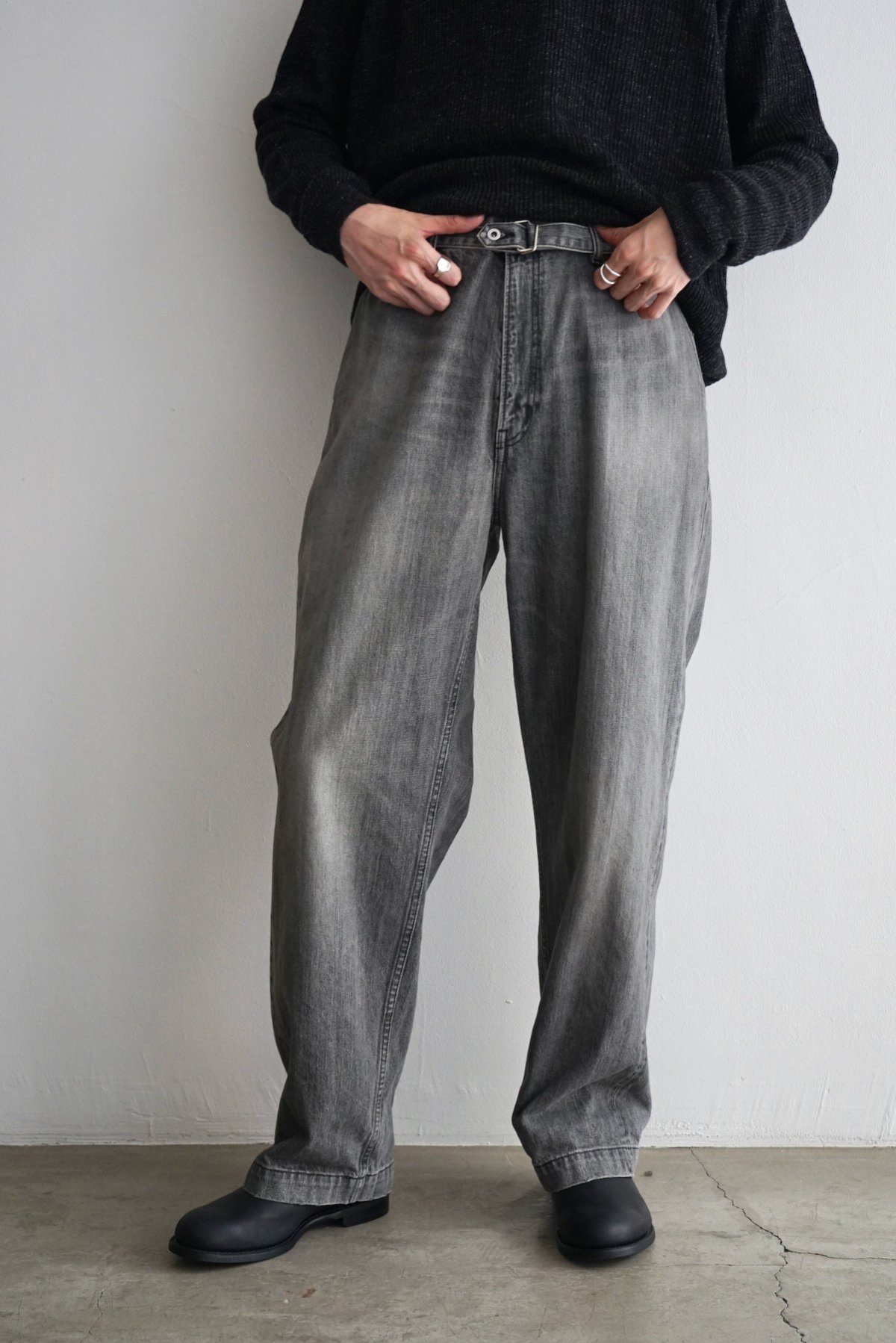 YOKO SAKAMOTO / Denim Wide Trousers / Fade Black