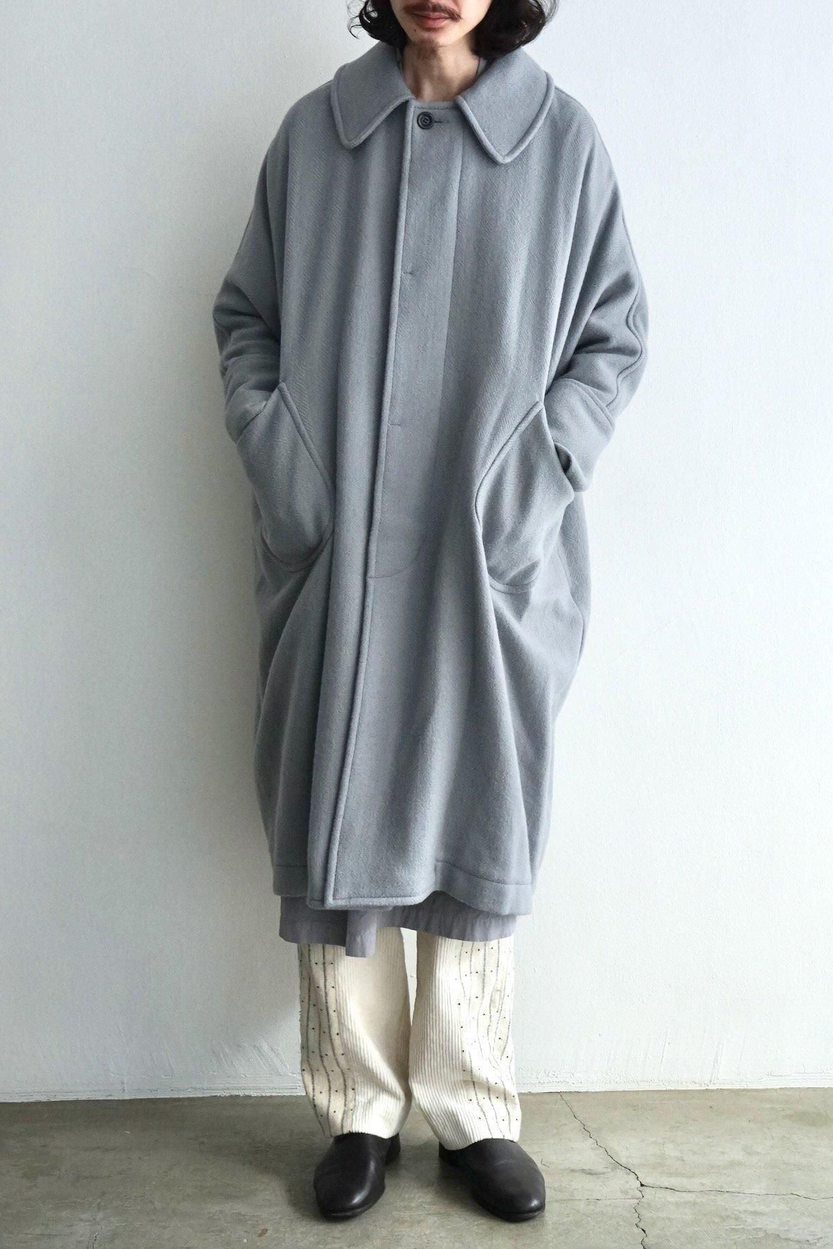 COSMIC WONDER / Herringbone shetland wool dolman sleeve coat / Gray