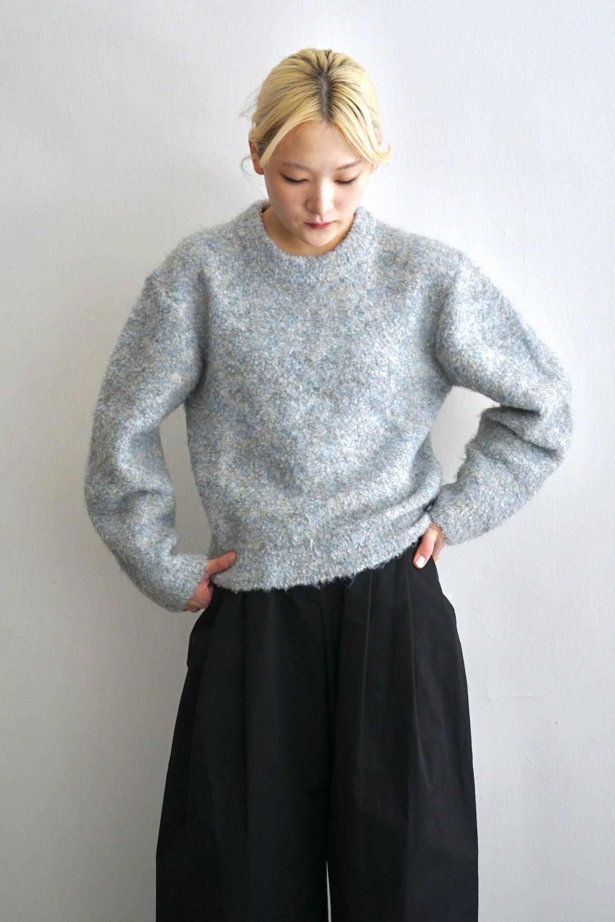 AMOMENTO / Mix Boucle Crop Knit / Blue