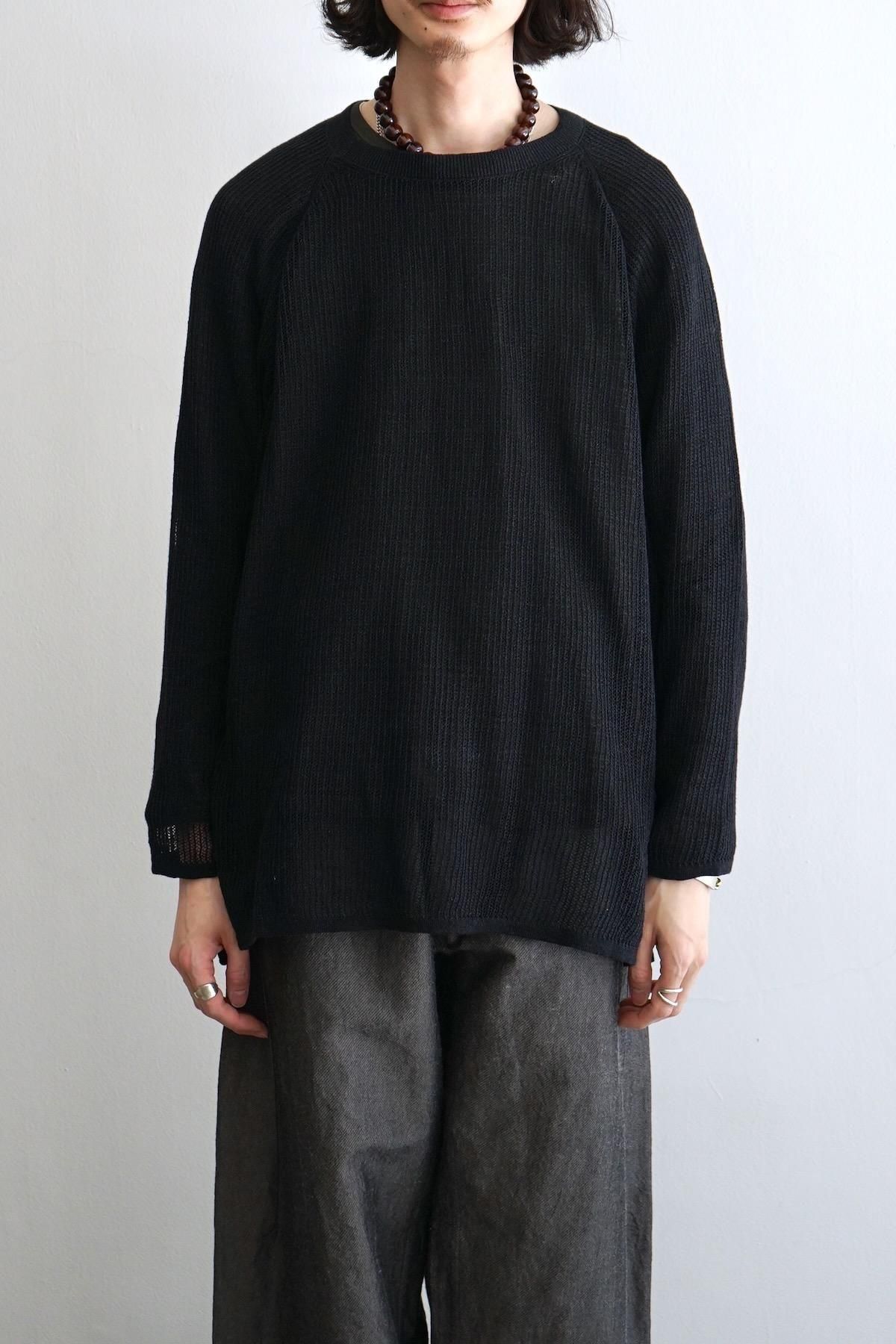 JAN JAN VAN ESSCHE / Oversized Mesh Ajour Knit With Long Sleeves And Side Slits (KNIT#69) / Black