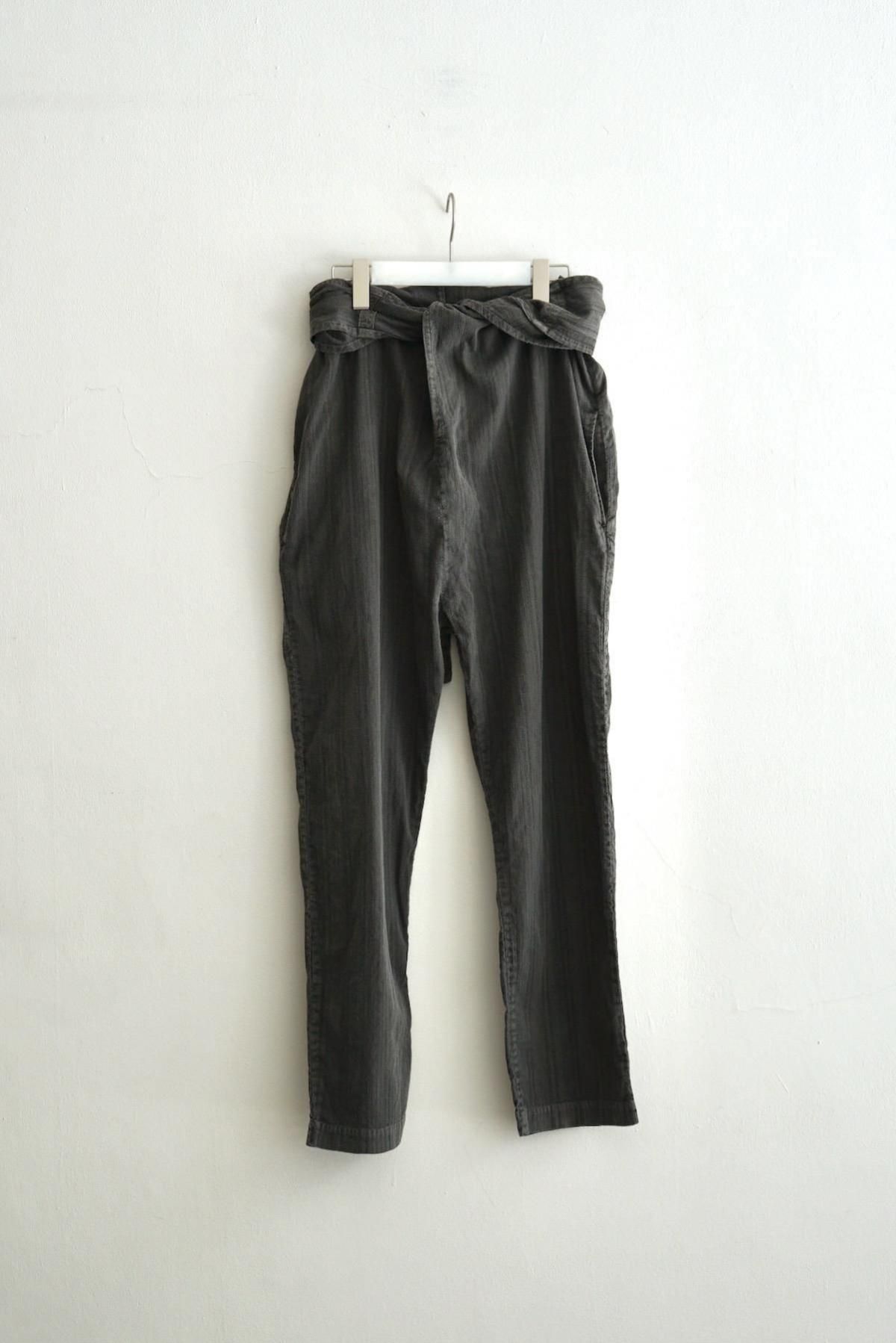COSMIC WONDER / European stripe combination wrapped pants / Dark sumi