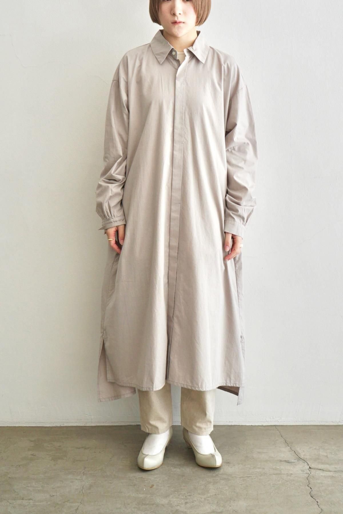 COSMIC WONDER / Cotton Wool Shirt Dress / Light Grey