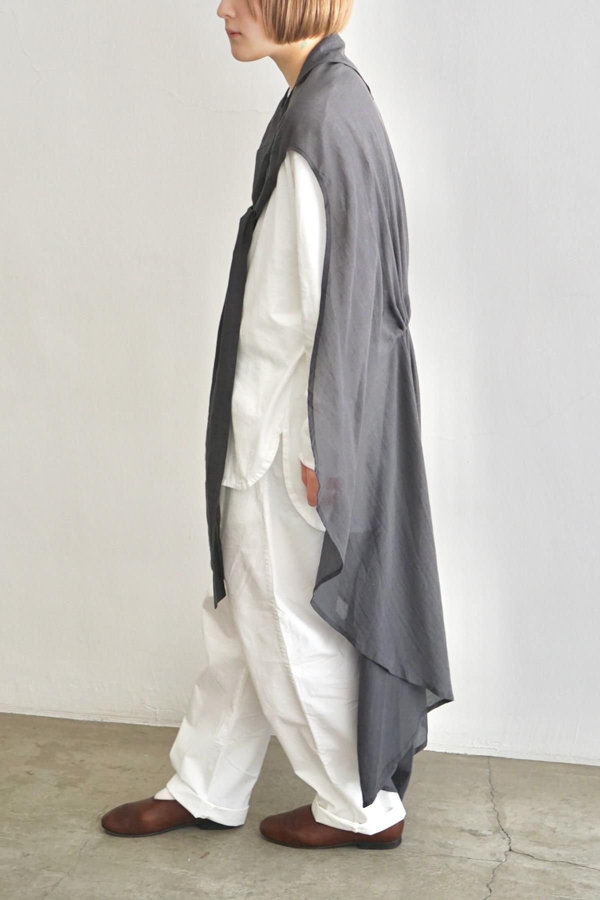 COSMIC WONDER / Cotton Silk Chiffon Scarf Shirt Dress / Dark Gray