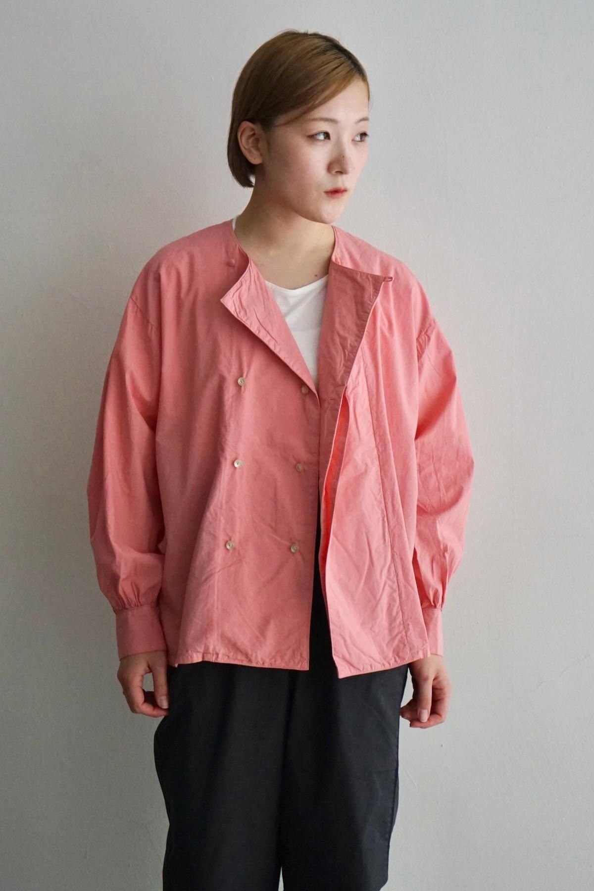COSMIC WONDER / Cotton silk broadcloth master of tea ceremony shirt / Peach jade