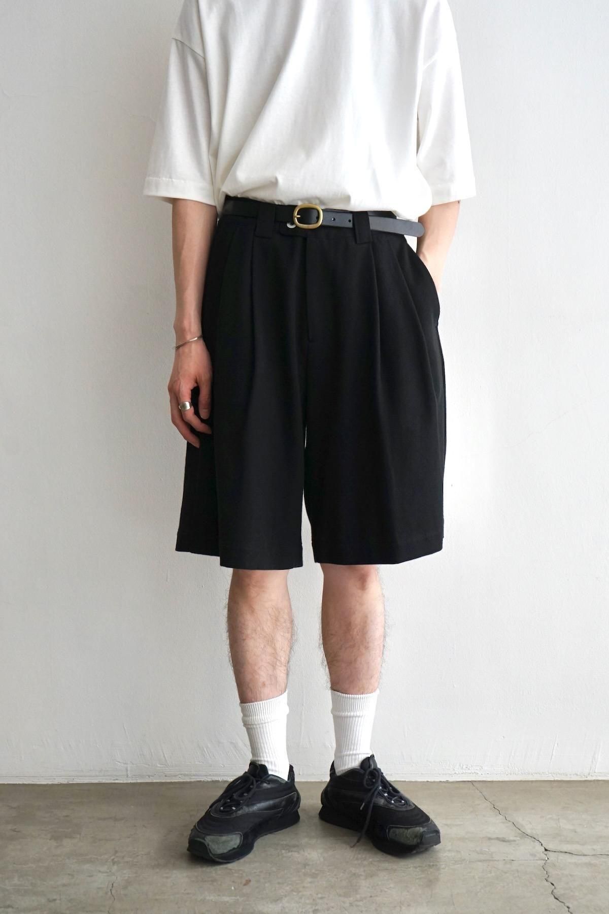 MERELY MADE / Merely Dobby Cotton Wide Cropped Pants / Black