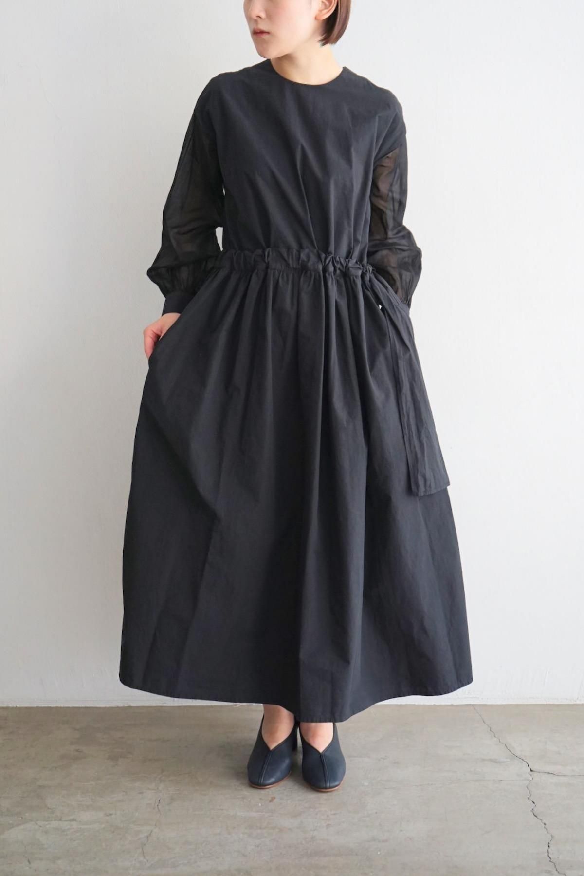 COSMIC WONDER / Organic Cotton Broadcloth Farmer Dress / Black