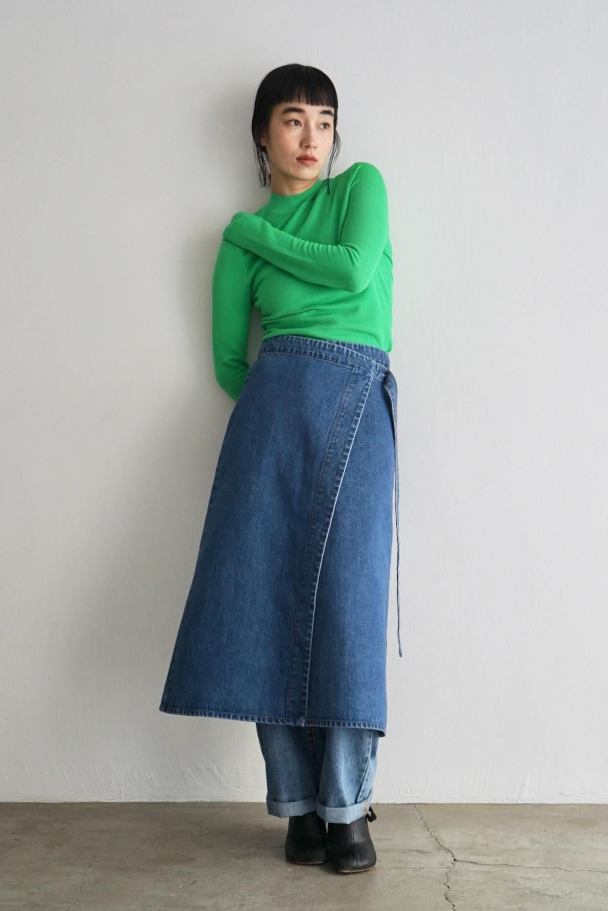 KLOKE  / Parity Denim Wrap Skirt / Mid Wash