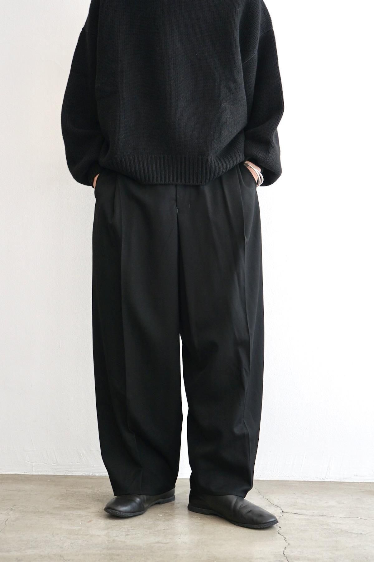 nonnotte / Draping Crotch Box Pleats Trousers / Black