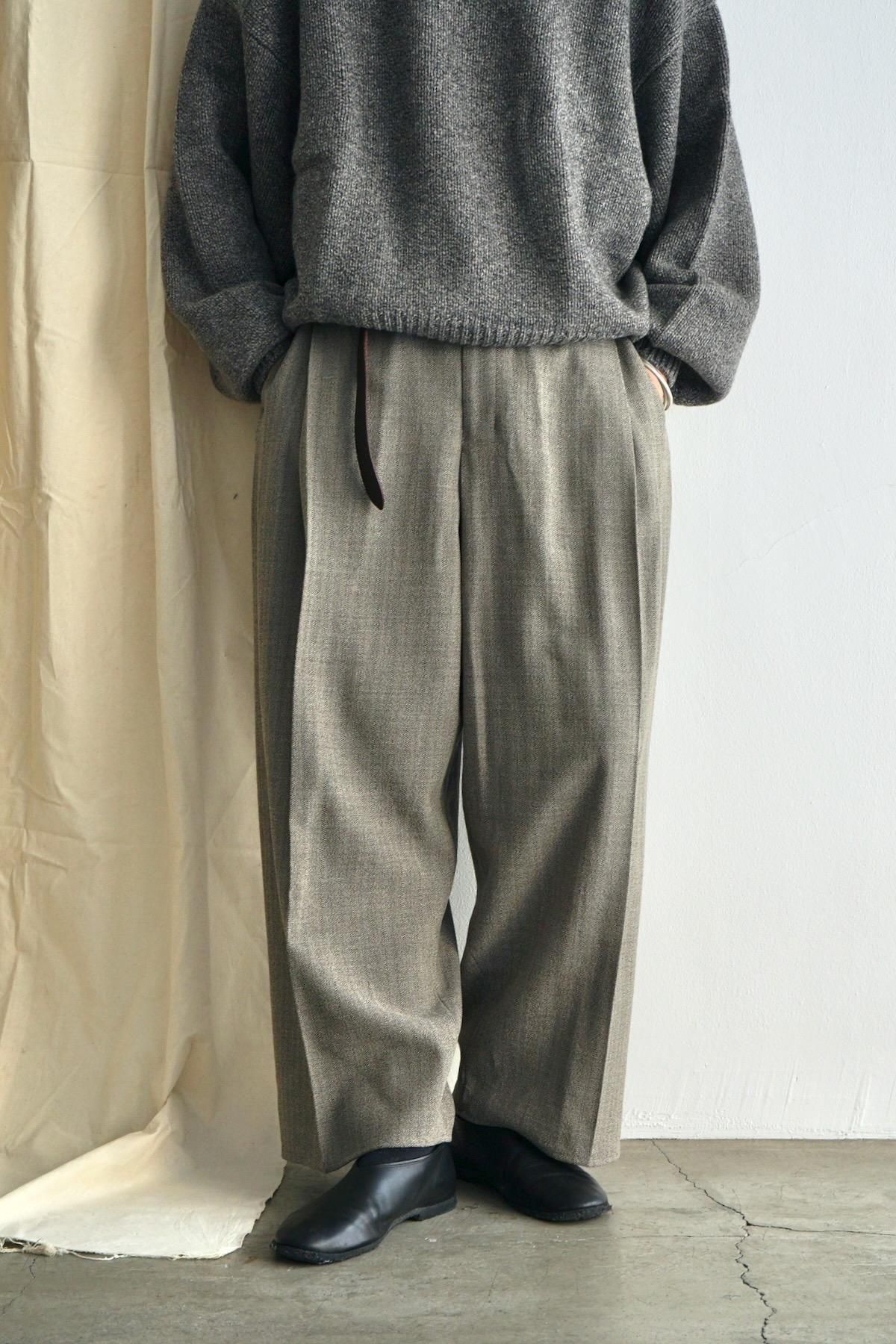 nonnotte / Draping Crotch Box Pleats Trousers / Original Geometric Brown Top