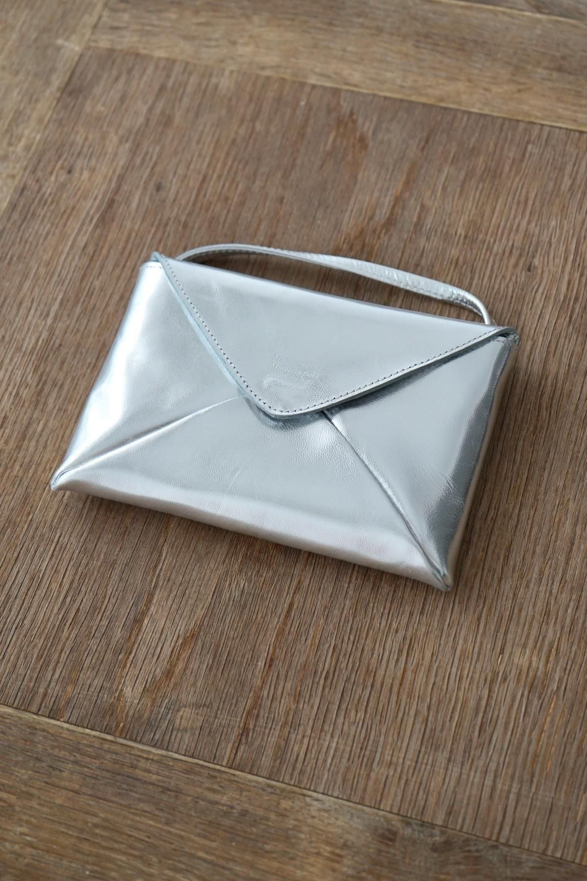 COSMIC WONDER / Silver & gold leather envelope purse / Silver