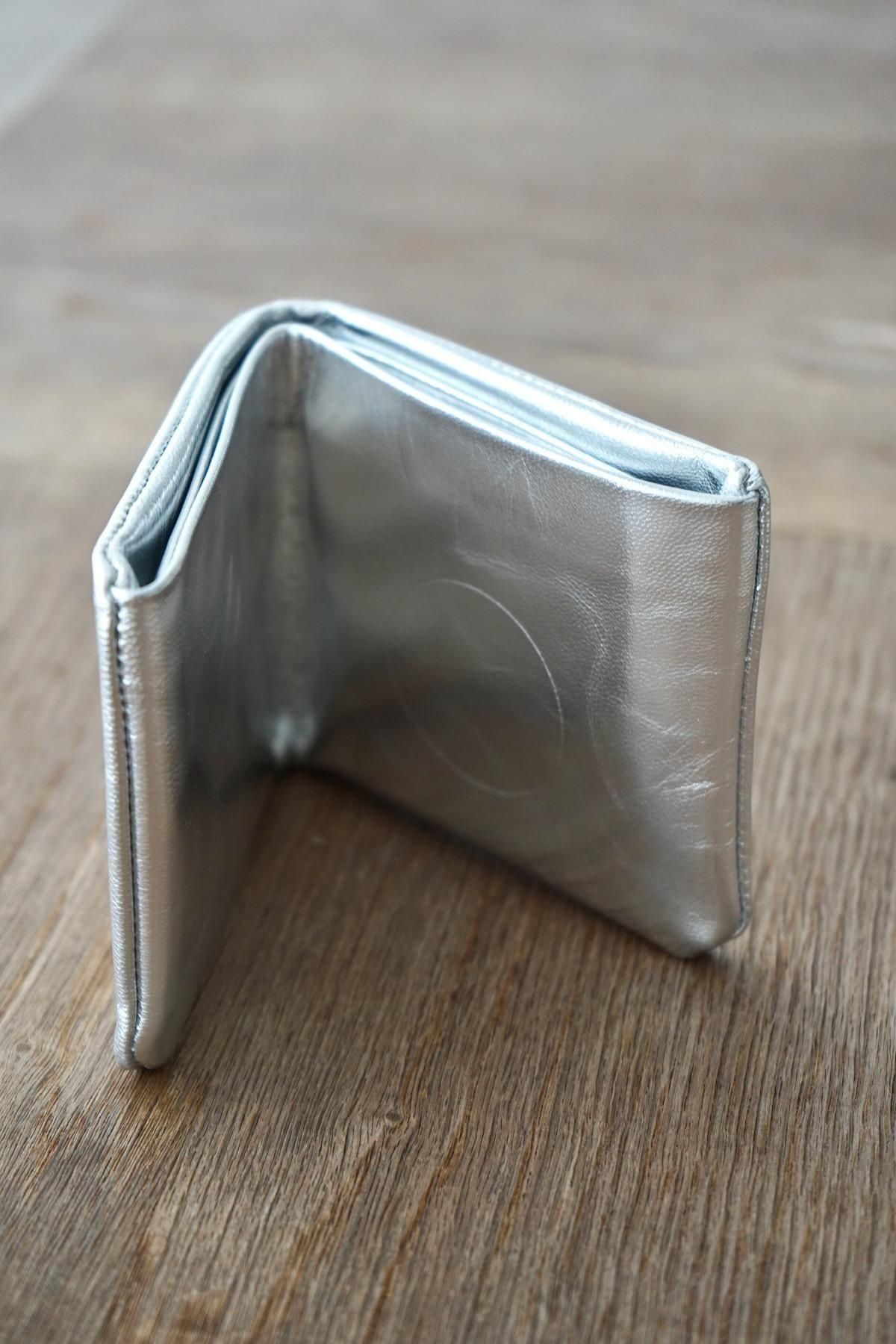 COSMIC WONDER / Silver & gold leather bifold wallet / Silver