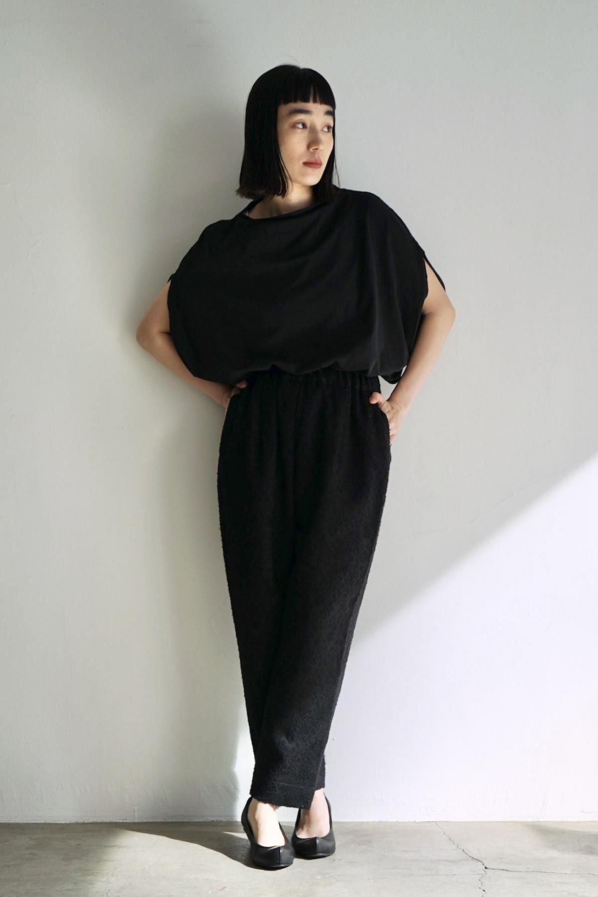 パンツ COSMIC WONDER cotton wrapped pants Black COSMIC WONDER「Cotton flax poplin wrapped pants」 | uminoschole