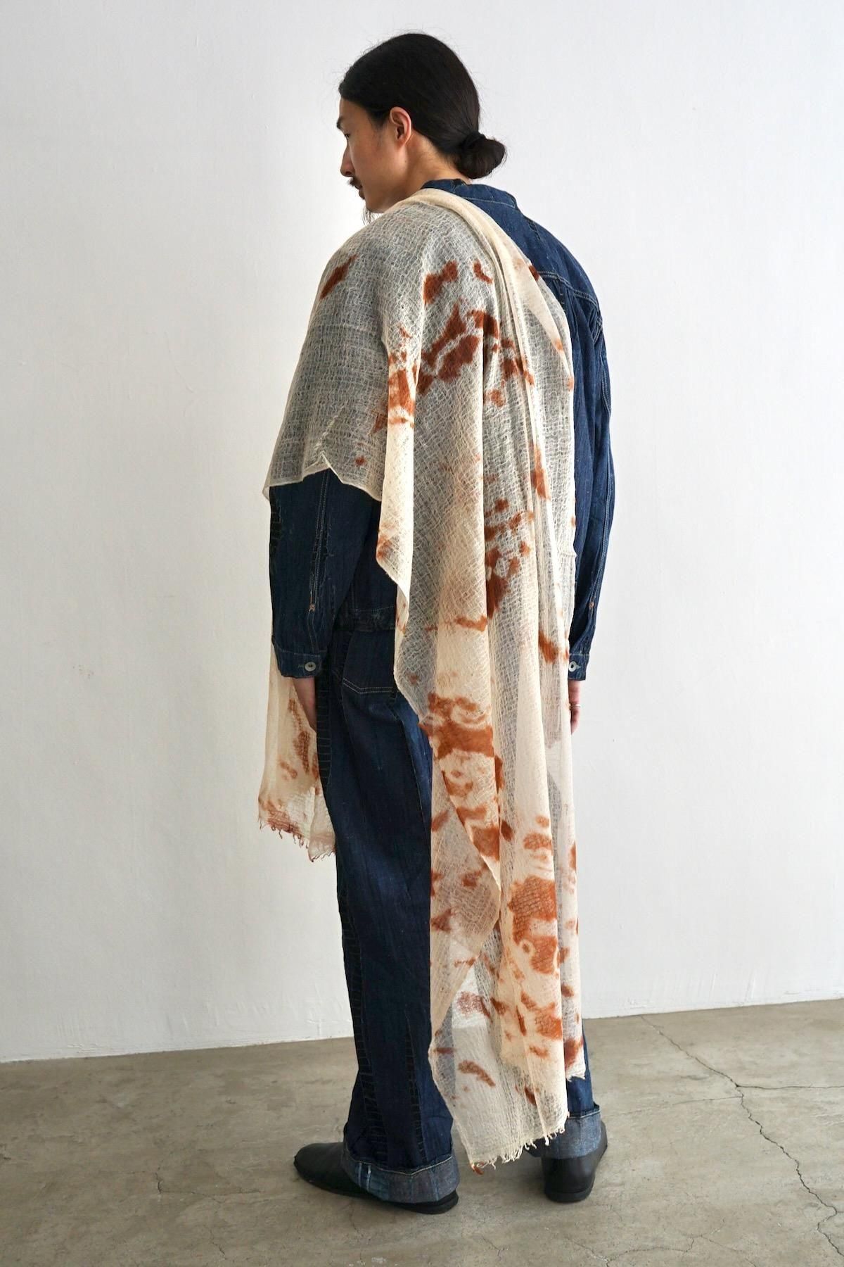 suzusan / Hand Woven Feather Weight Cashmere Shawl /  Brown - Sand