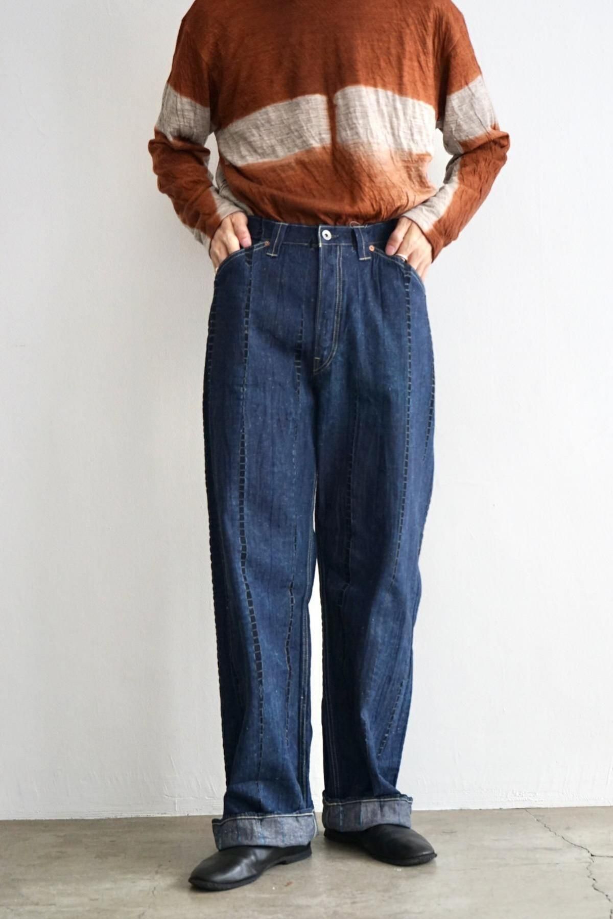 suzusan / Cotton Denim Loose Fit Pants / Black Indigo
