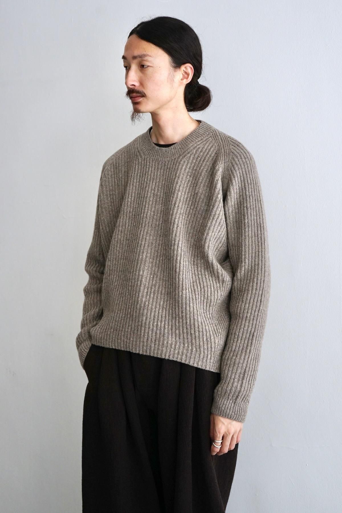 JAN JAN VAN ESSCHE / Knitted Crewneck Sweater (KNIT#73) / Natural Grey