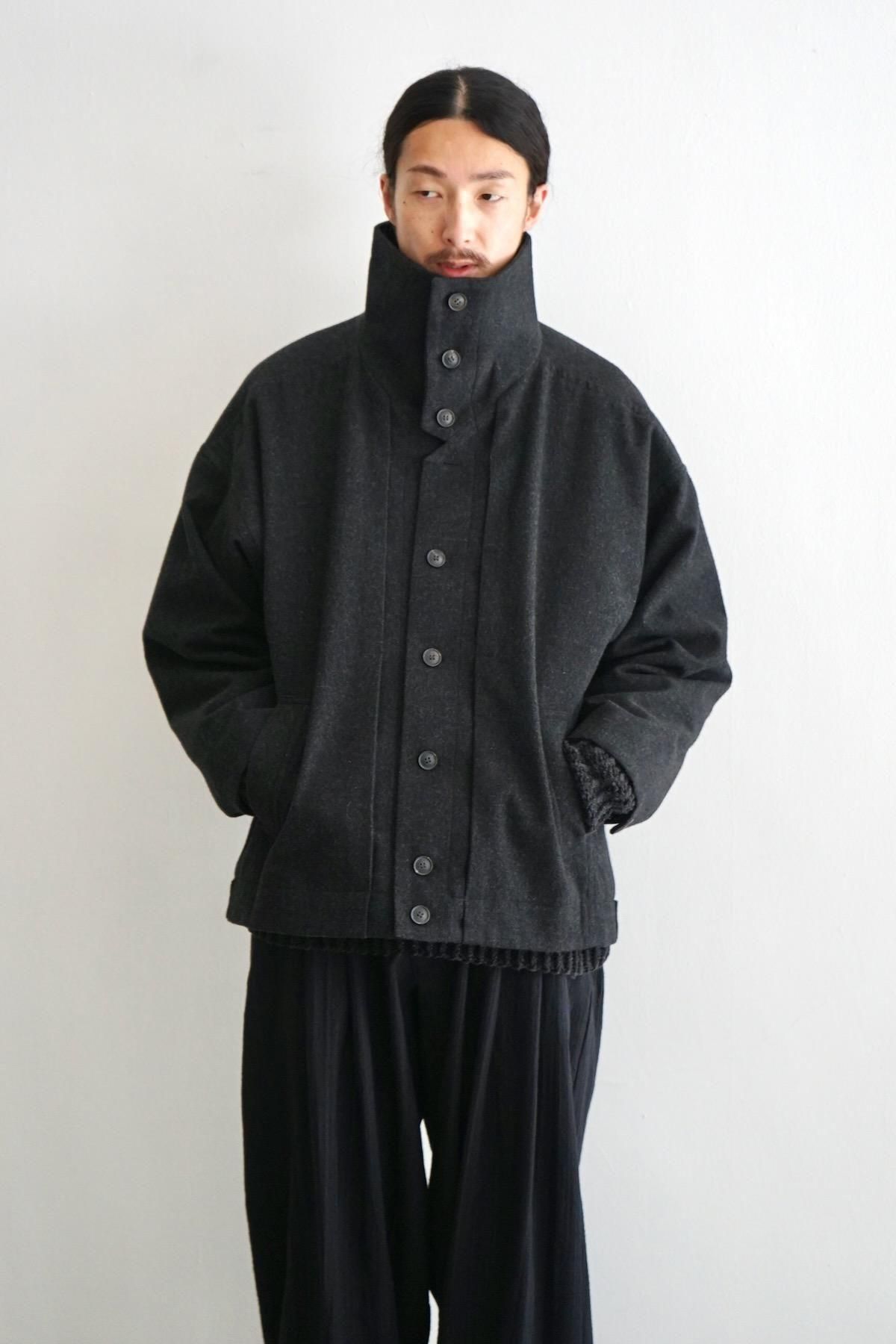 JAN JAN VAN ESSCHE /Jacket With High,
Standing Collar And Front Pleat (JACKET#61) / Anthracite