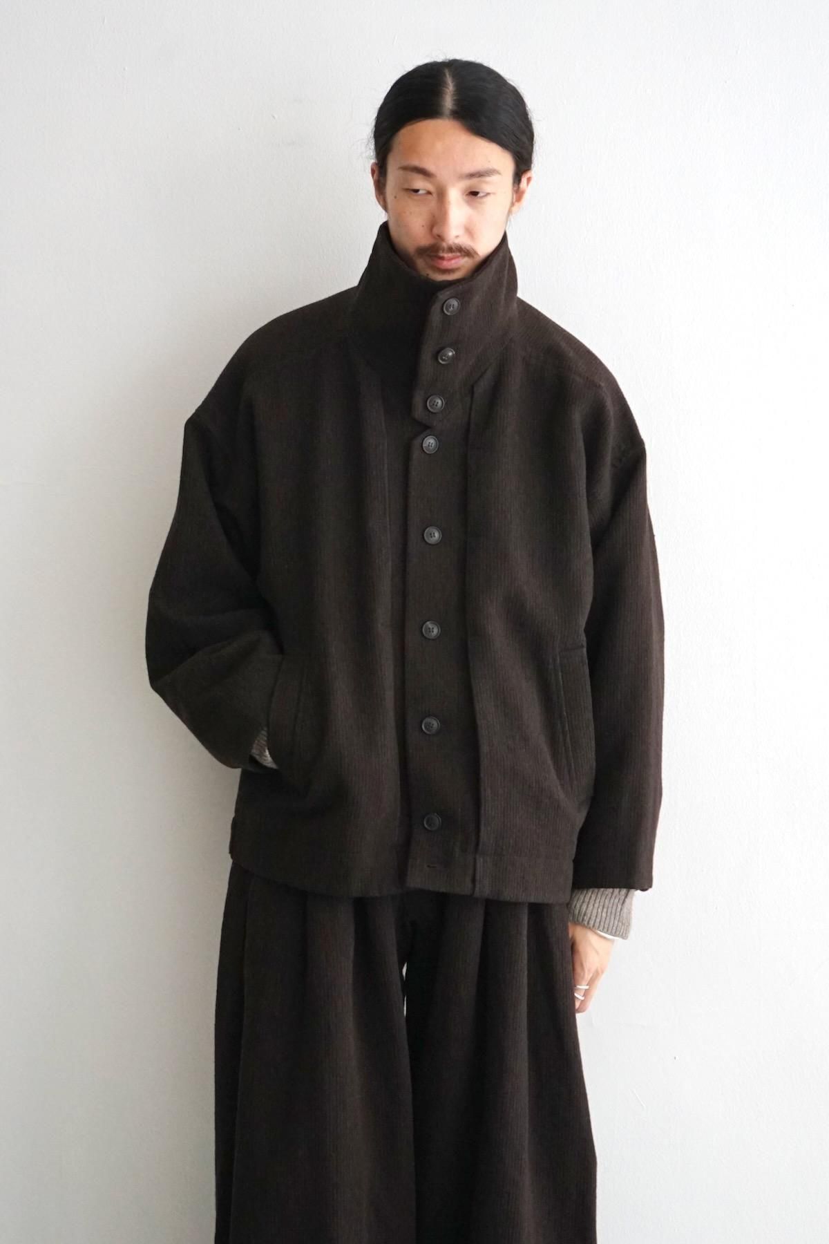 JAN JAN VAN ESSCHE /Jacket With High,
Standing Collar And Front Pleat (JACKET#61) / Eggplant/Indigo
