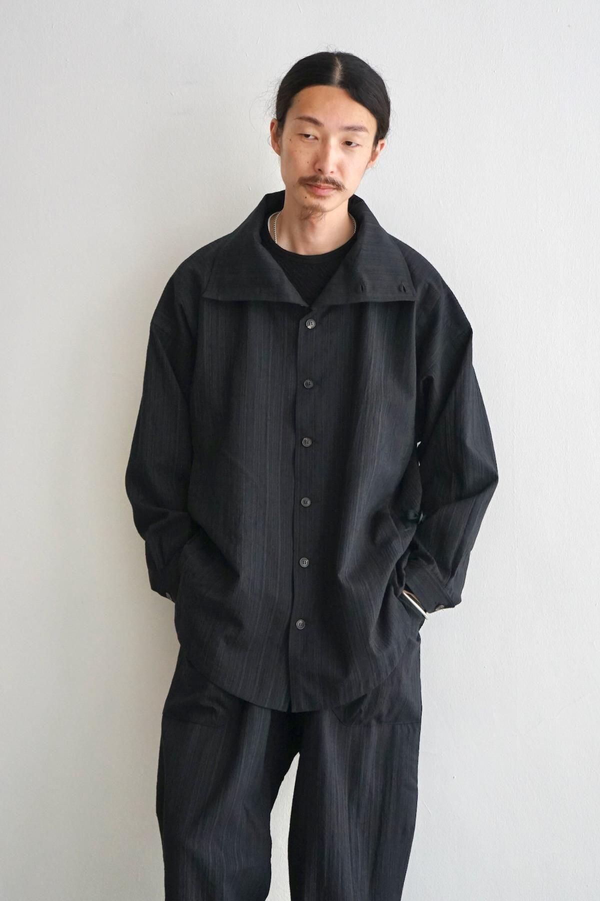 JAN JAN VAN ESSCHE / Shirt Jacket With High Standing Collar (SHIRT#110) / Dark Striped