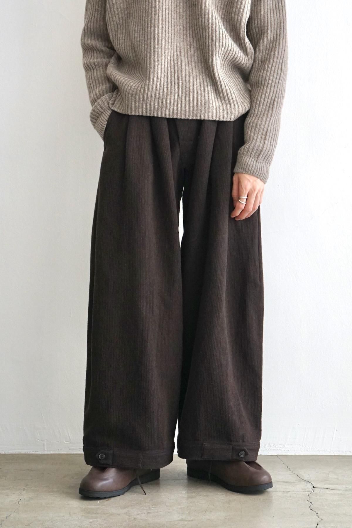 JAN JAN VAN ESSCHE / Double Pleated Trousers  With Button (TROUSERS#87)/ Eggplant/Indigo