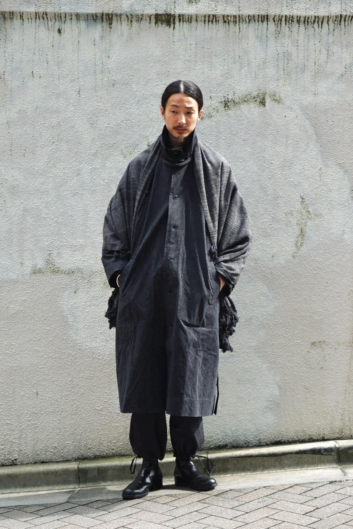 JAN JAN VAN ESSCHE / Long Coat With Front
Jet Pockets, Back Split And Belt(COAT#34) / Canvas Black