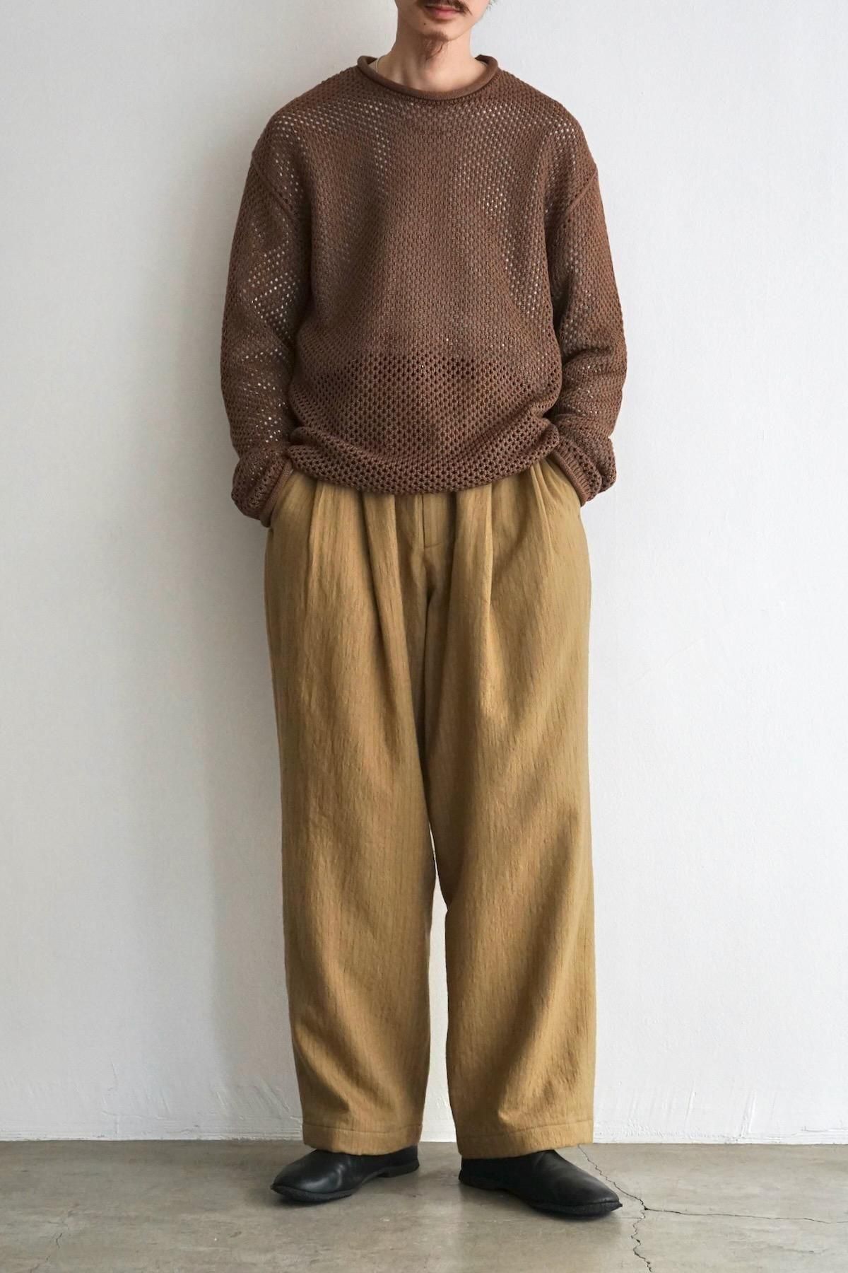 MERELY MADE / Vintage Wool Striped Wide Pants / Peanut Brown