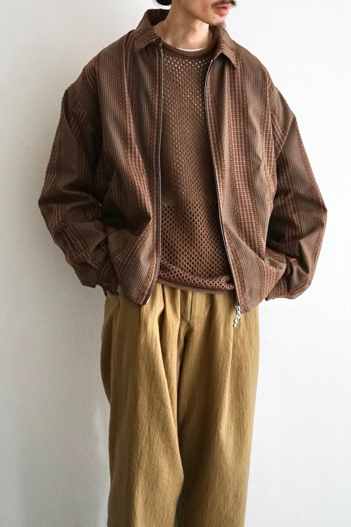 MERELY MADE / Banshu - Ori Fringe Check Jacket / Greenish Brown