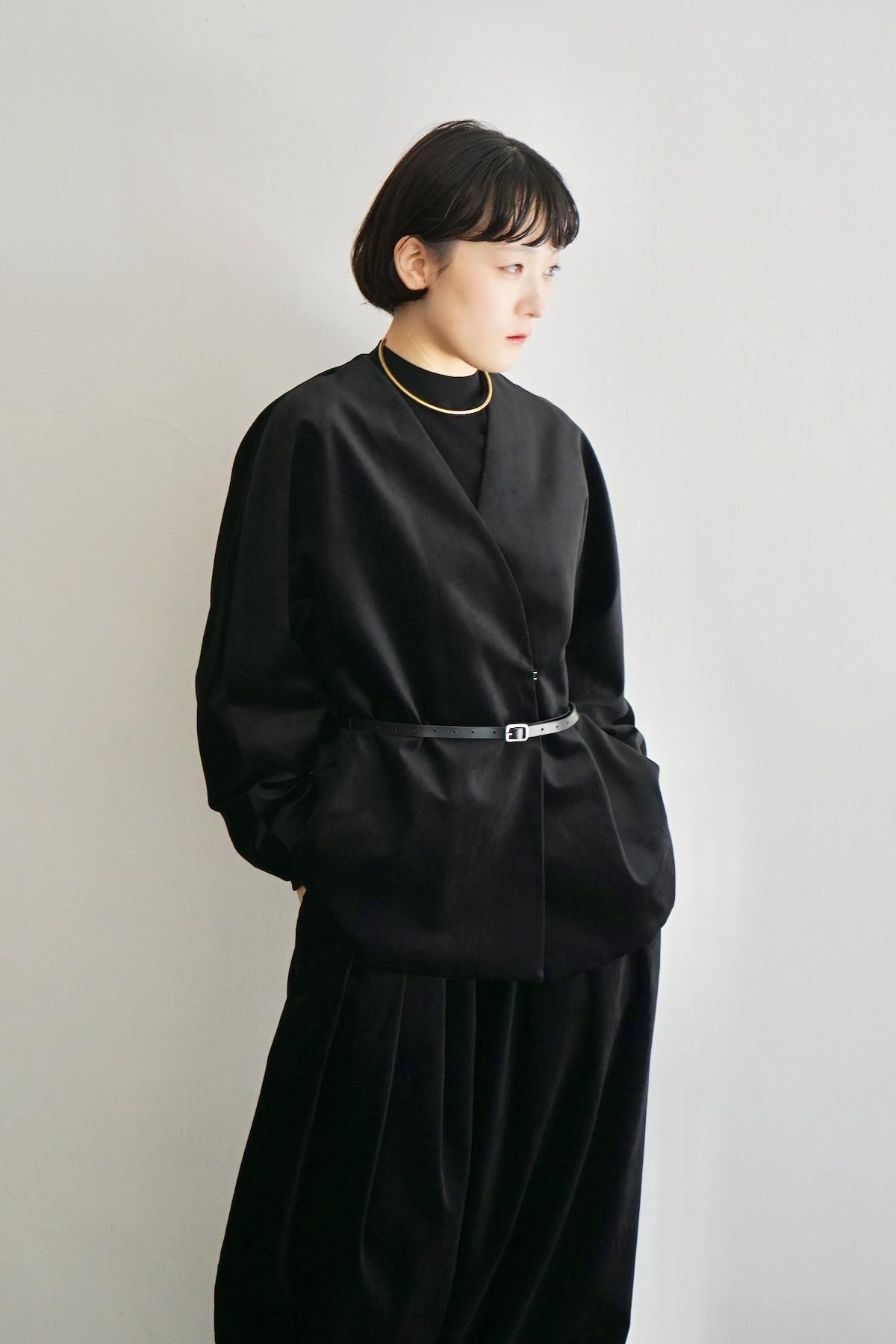 TENNE HANDCRAFTED MODERN / velvet no collar jacket / black