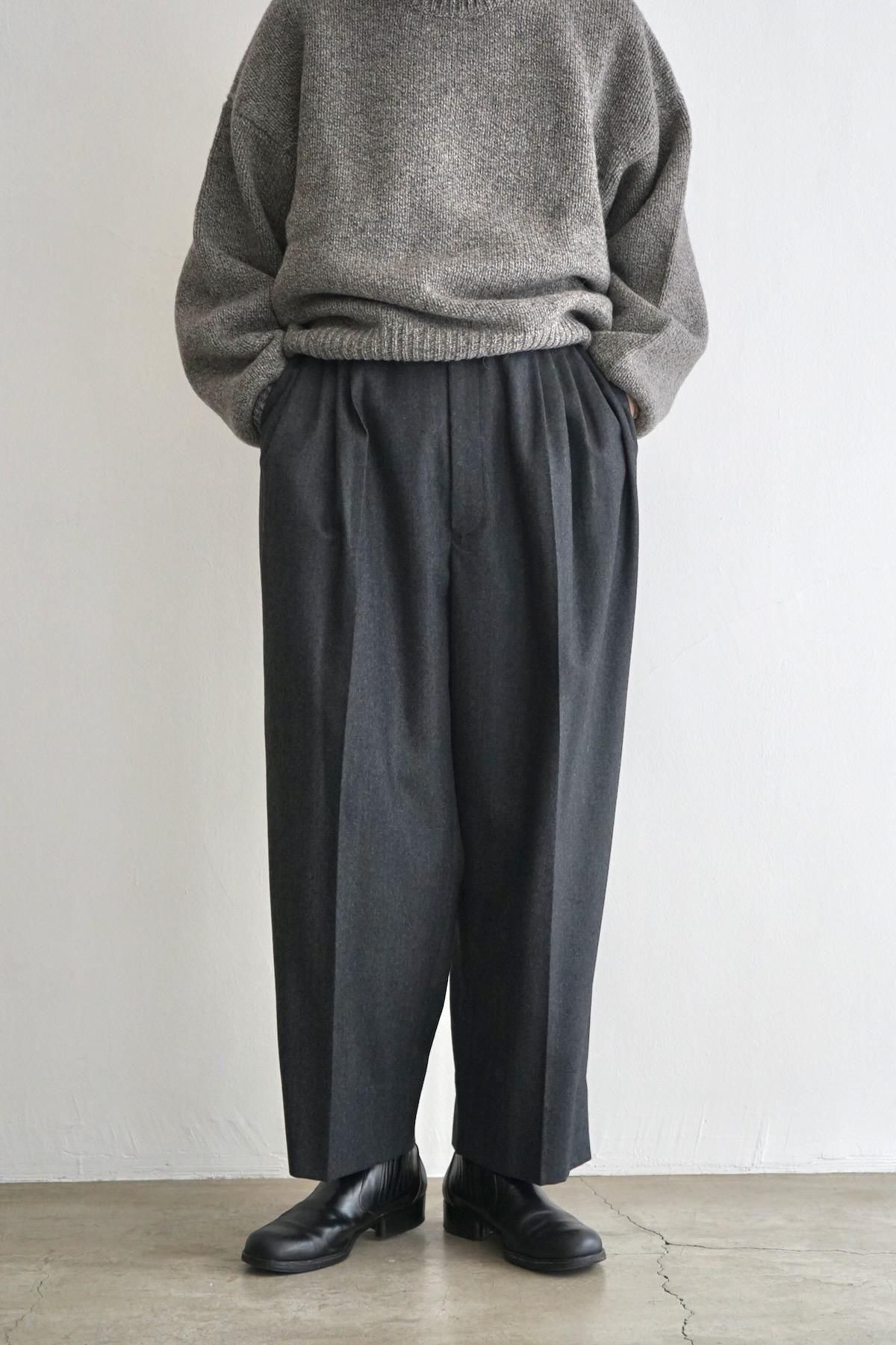 nonnotte / Draping 5-Tuck Wide Trousers / Charcoal Top