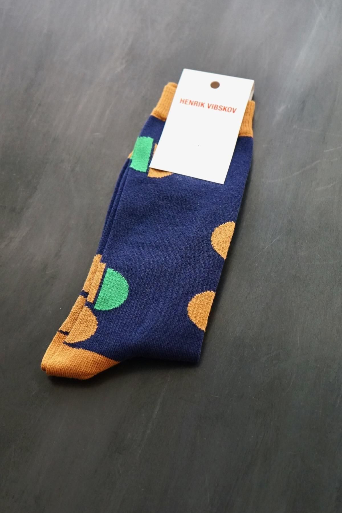 HENRIK VIBSKOV / Dot Socks Homme / Dot Navy Biscuit 