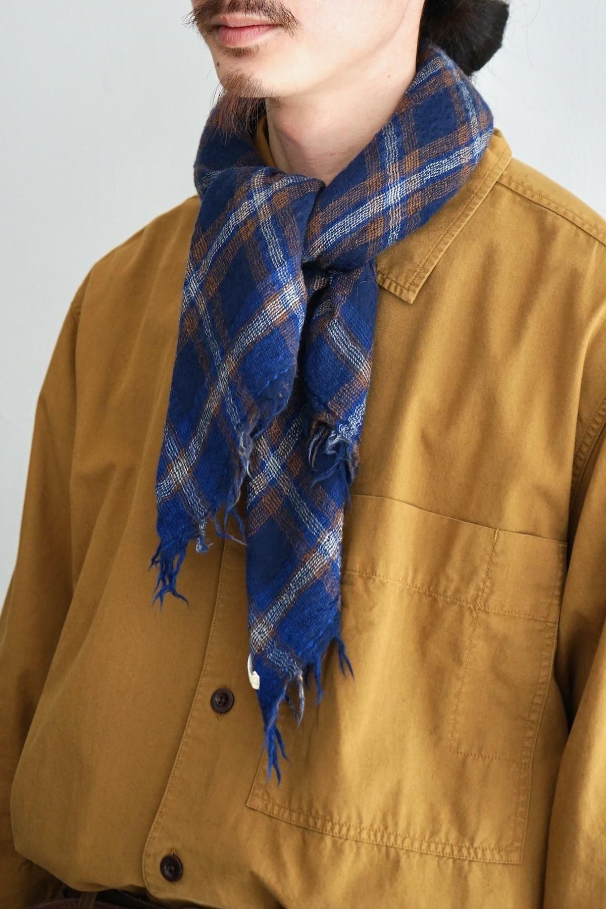 TOAST / Reading Check Boiled Wool Scarf / Shadow Blue