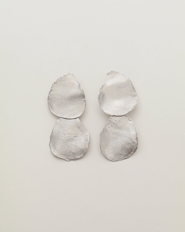 Irregular shape double earrings (silver)