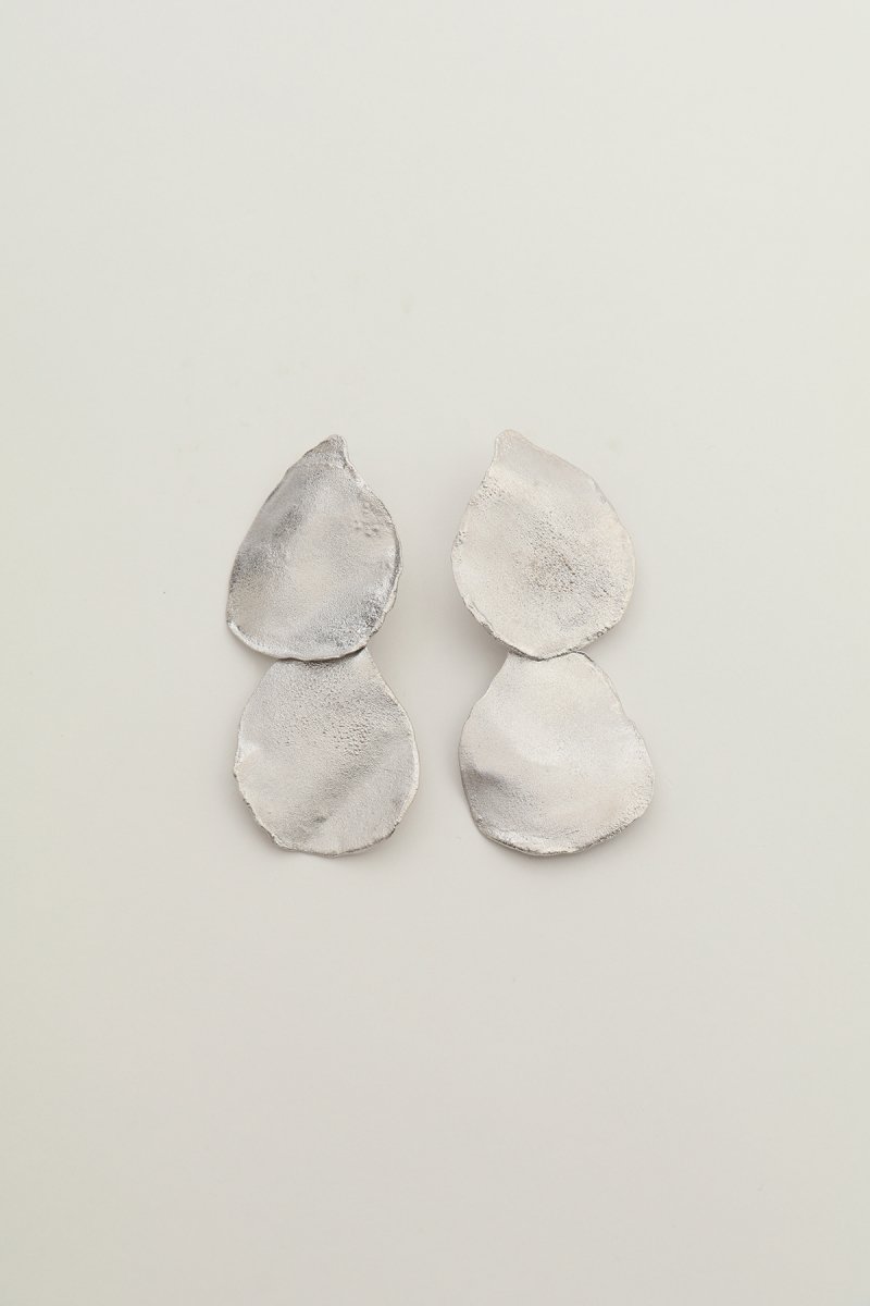 Irregular shape double earrings (silver)