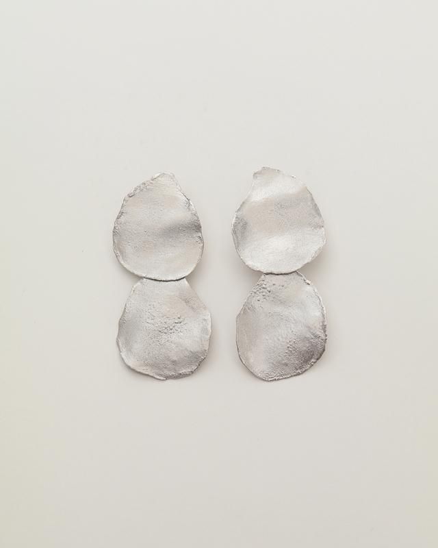 Irregular shape double earrings (silver)