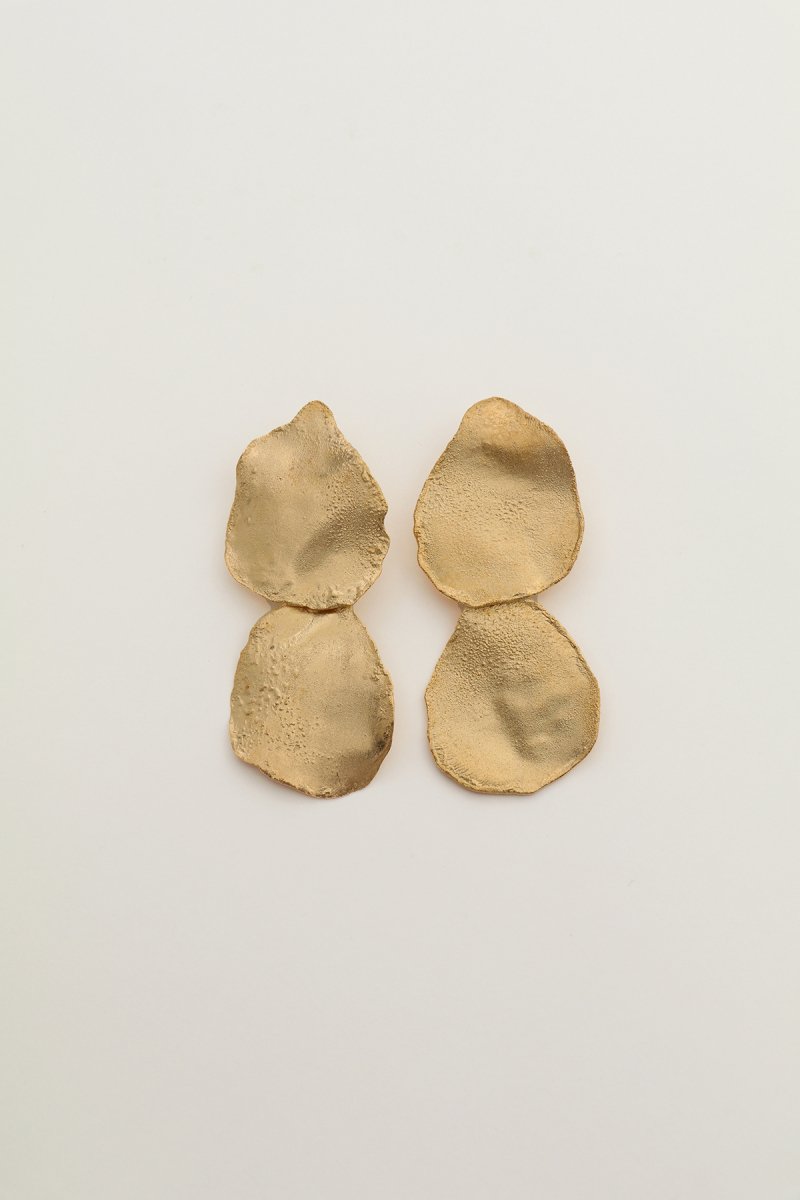 Irregular shape double earrings (gold)