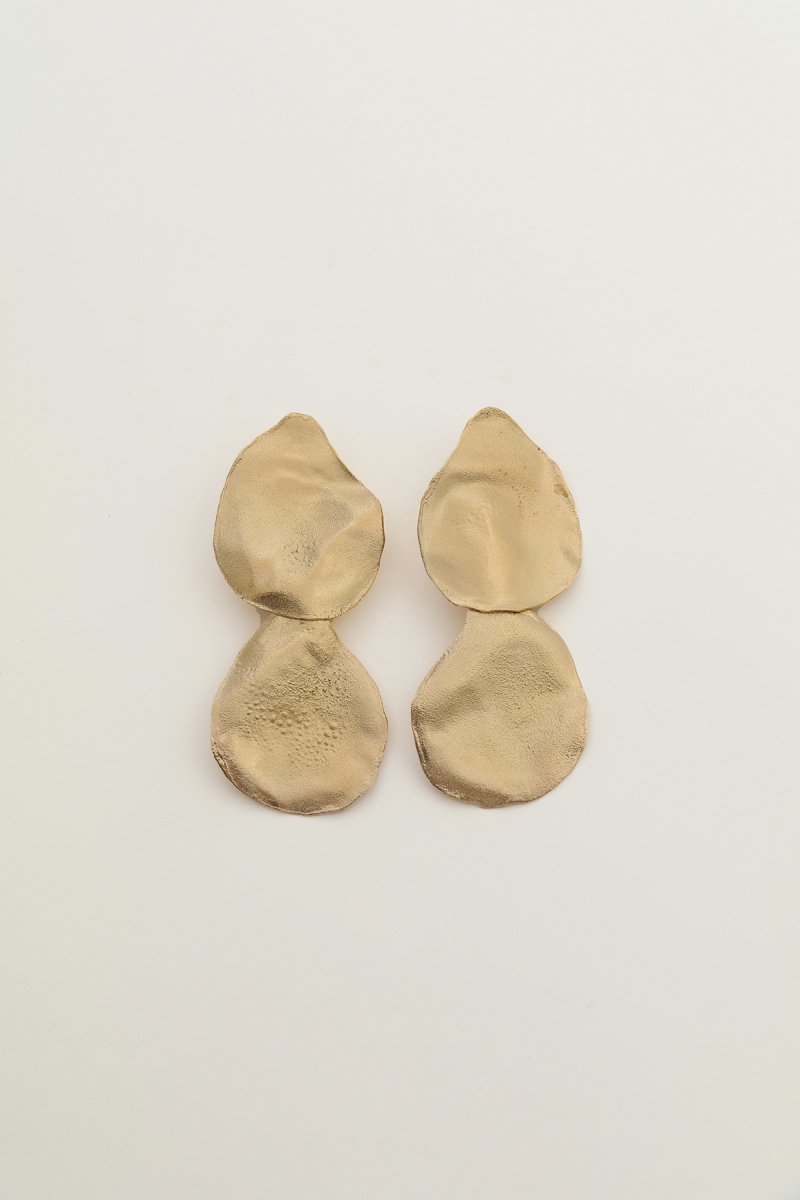 Irregular shape double earrings (gold)