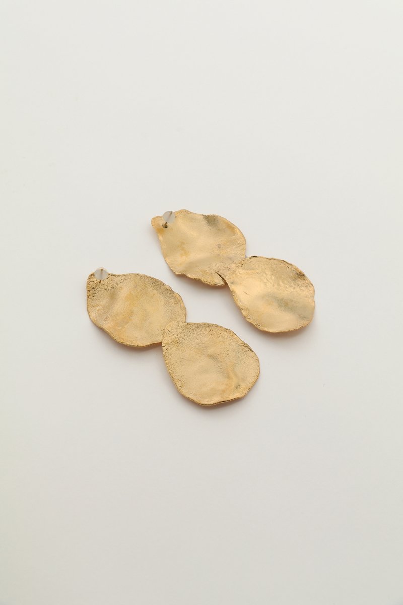 Irregular shape double earrings (gold) - MARGE Online Shop