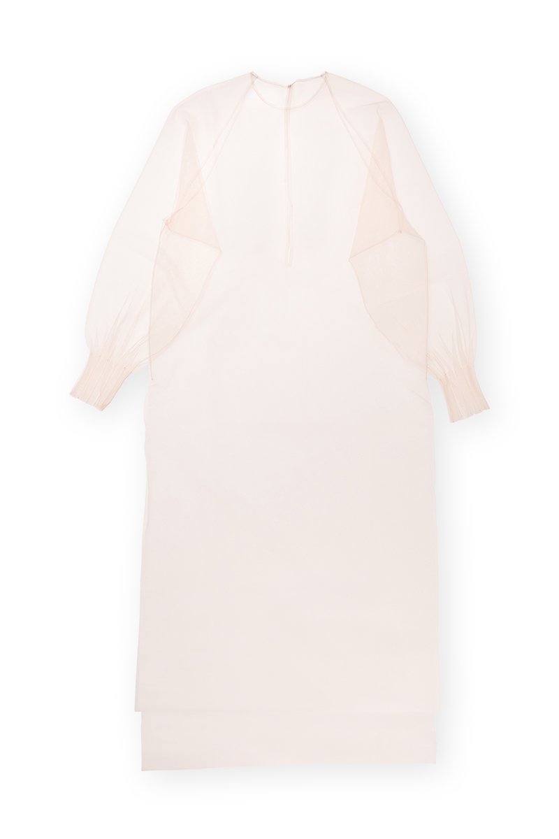 Sustainable tulle raglan sleeve over gown (nude)