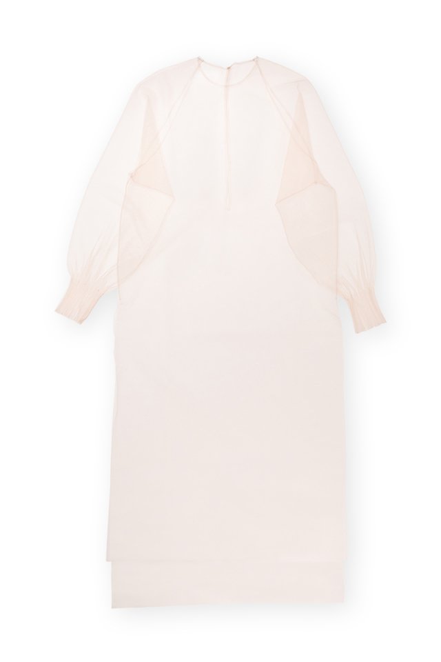 Sustainable tulle raglan sleeve over gown (Nude)