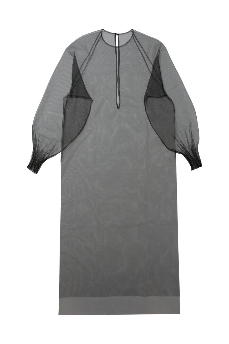 Sustainable tulle raglan sleeve over gown (black)