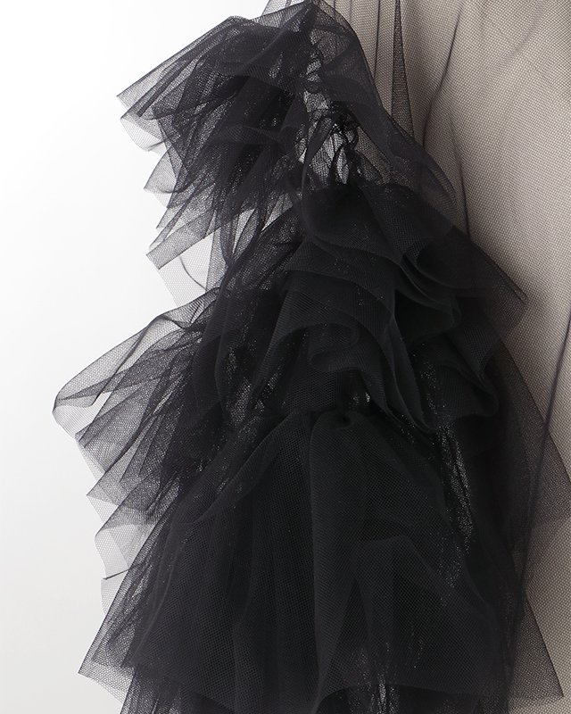 Tulle ruffle over gown (dark navy)