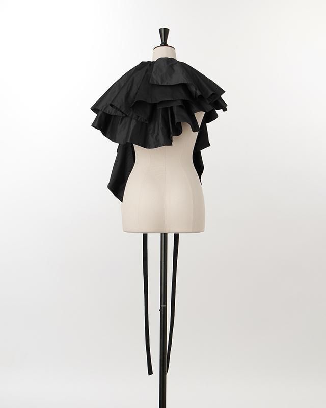 MARGE Tokyoタフタボリュームラッフルベルト Taffeta volume ruffle belt (black) - MARGE Online Shop