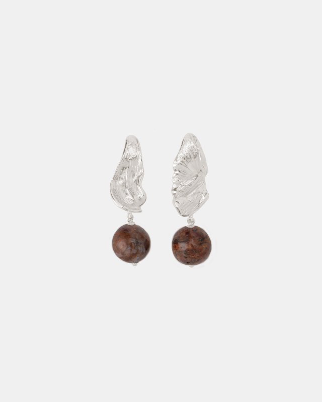 Stone asymmetry ear clips (Pietersite)(Silverblue)