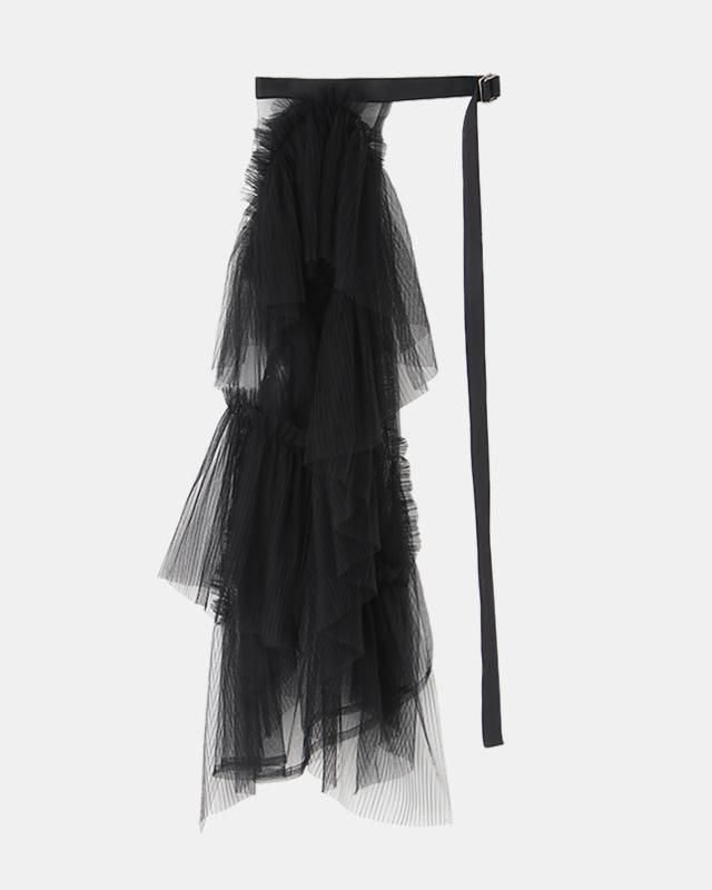 Pleated tulle wrap skirt (black) - MARGE Online Shop Pleated tulle wrap skirt (black) - MARGE Online Shop
