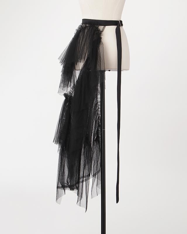 Pleated tulle wrap skirt (black) - MARGE Online Shop