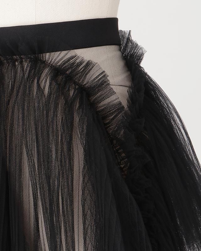 Pleated tulle wrap skirt (black) - MARGE Online Shop Pleated tulle wrap skirt (black) - MARGE Online Shop