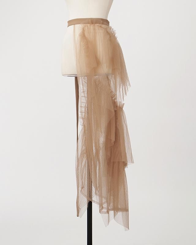 Pleated tulle wrap skirt (sand) - MARGE Online Shop Pleated tulle wrap skirt (sand) - MARGE Online Shop