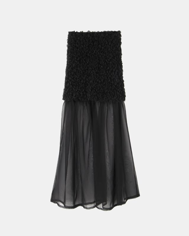 Organdy & chiffon shirring maxi skirt (black) - MARGE Online Organdy & chiffon shirring maxi skirt (black) - MARGE Online