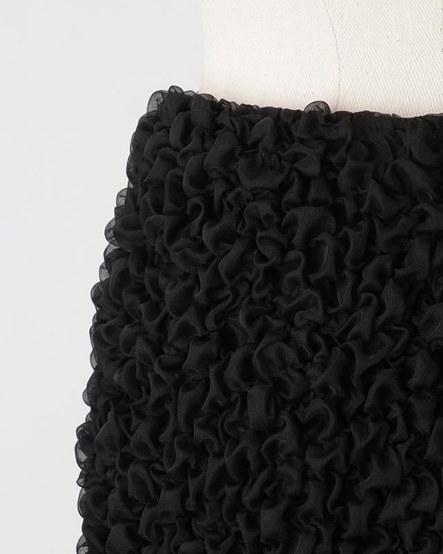 Organdy & chiffon shirring maxi skirt (black) - MARGE Online Organdy & chiffon shirring maxi skirt (black) - MARGE Online
