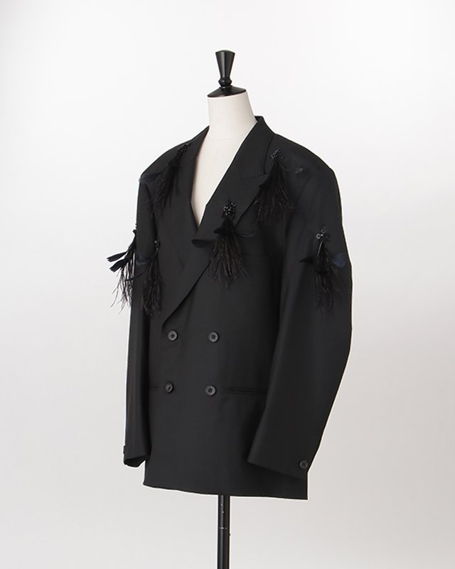 Beading & feather jacket (black)